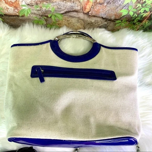 LULU GUINNESS Canvas Beach Scene Ring Bag